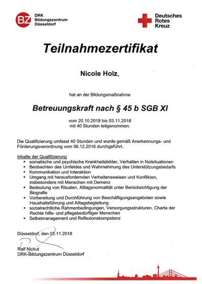 Zertifikat §45b SGB XI